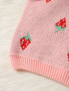 SHEIN Baby Strawberry Pattern Jumper - Coral Pink - View 5