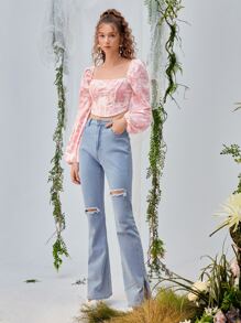 SHEIN MOD 印花方領襯衫