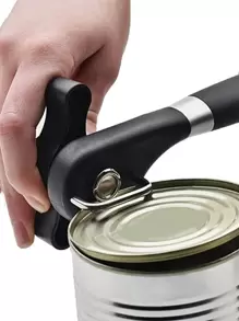 1 件装塑料专业厨房工具手动开罐器侧切易握手动开罐刀适用于罐头盖 - 黑色 - 查看 1