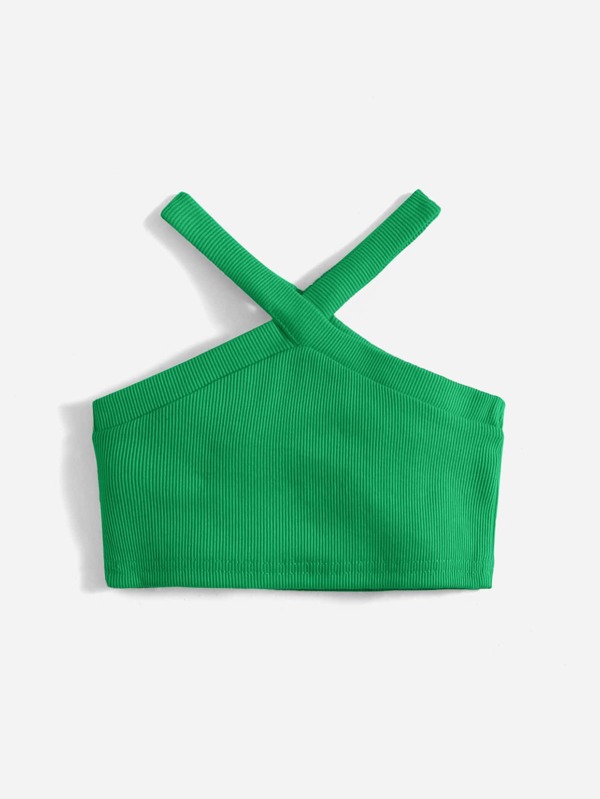 SHEIN Baby Solid Ribbed Knit Halter Top SHEIN USA