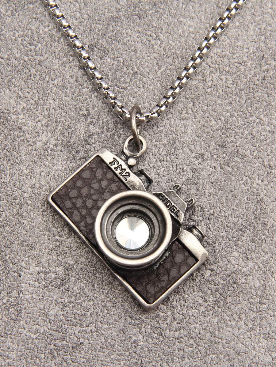 Hombres Collar con diseño de cámara - Marrón - Ver 1