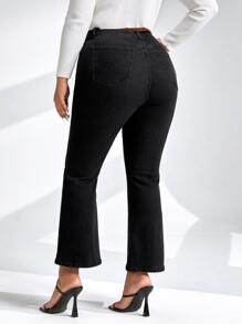 SHEIN Essnce Hơn Quần jean Bootcut Leg - màu đen - Xem 2