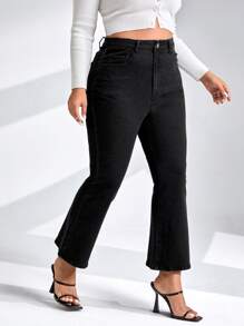 SHEIN Essnce Hơn Quần jean Bootcut Leg - màu đen - Xem 3