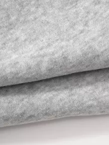 SHEIN Unity 字母圖案加絨內裏衛褲 - 淺灰色 - 查看 3