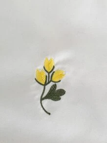 Leaf Embroidered Bedspread - White - View 2