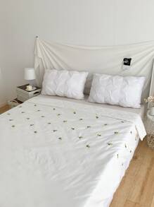 Leaf Embroidered Bedspread - White - View 6