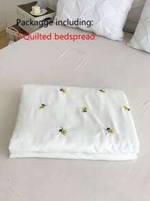 Leaf Embroidered Bedspread - White - View 7