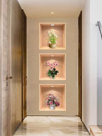 3 件/套花卉图案墙贴，自粘式墙贴，用于家居装饰，贴纸，墙贴花，乙烯基贴花，用于家居装饰，春季装饰品，让您的家焕然一新，拉玛装饰贴纸礼物生日毕业