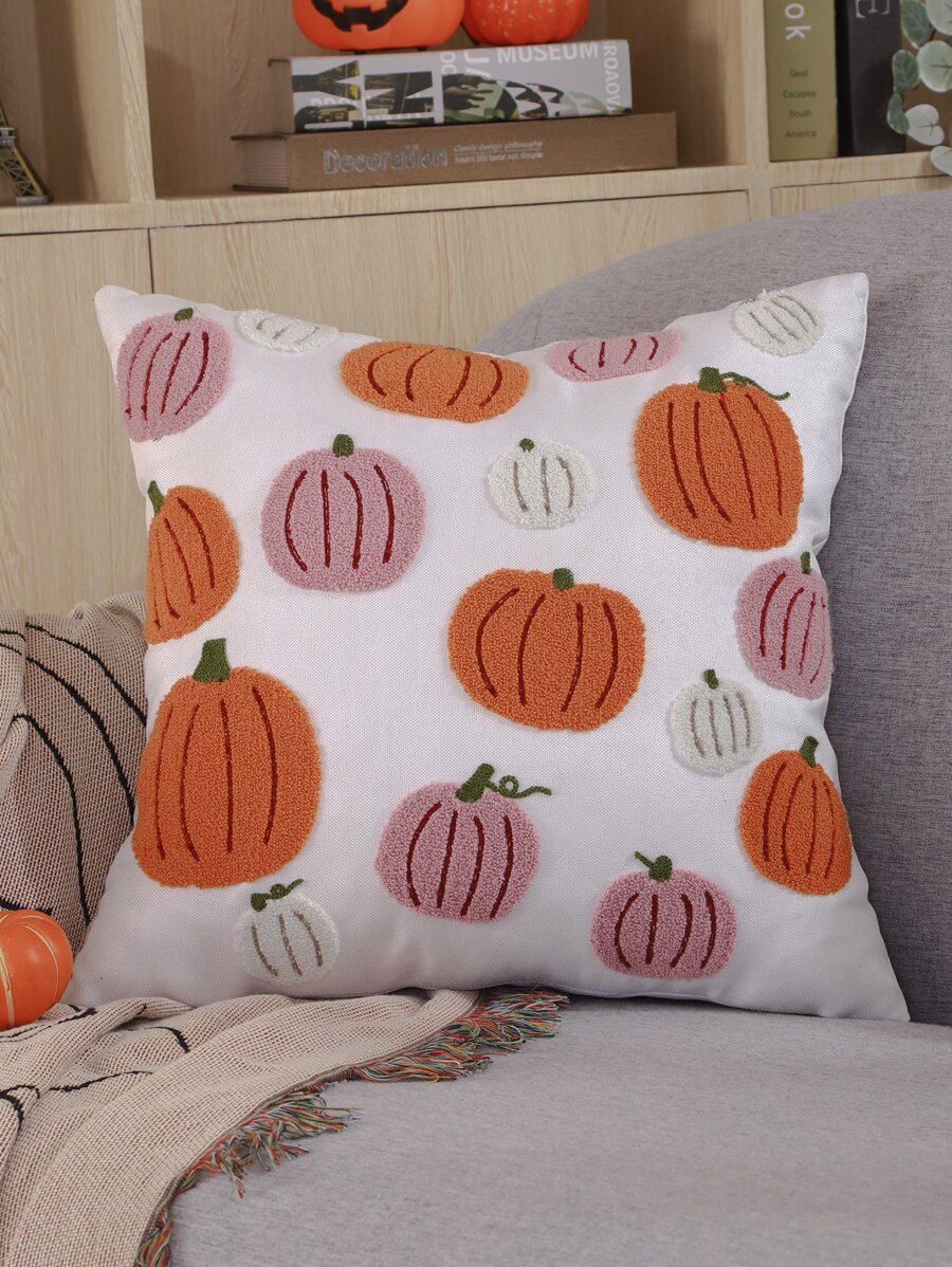 Funda de cojín sin relleno calabaza con bordado - Multicolor - Ver 1