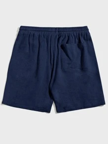 Manfinity VCAY Men Casual Solid Drawstring Waist Shorts - Navy Blue - View 2
