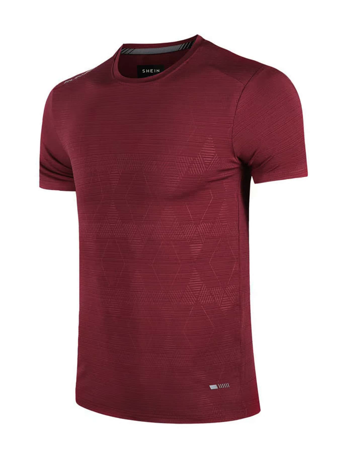 SHEIN Fitness Boyfriend Style Men Reflective Letter Graphic Sports Tee Compression Shirt Men - Burgundy - View 1