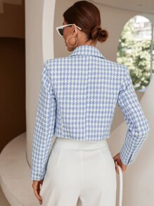 SHEIN Privé 千鳥格印花雙排釦西裝外套工作服