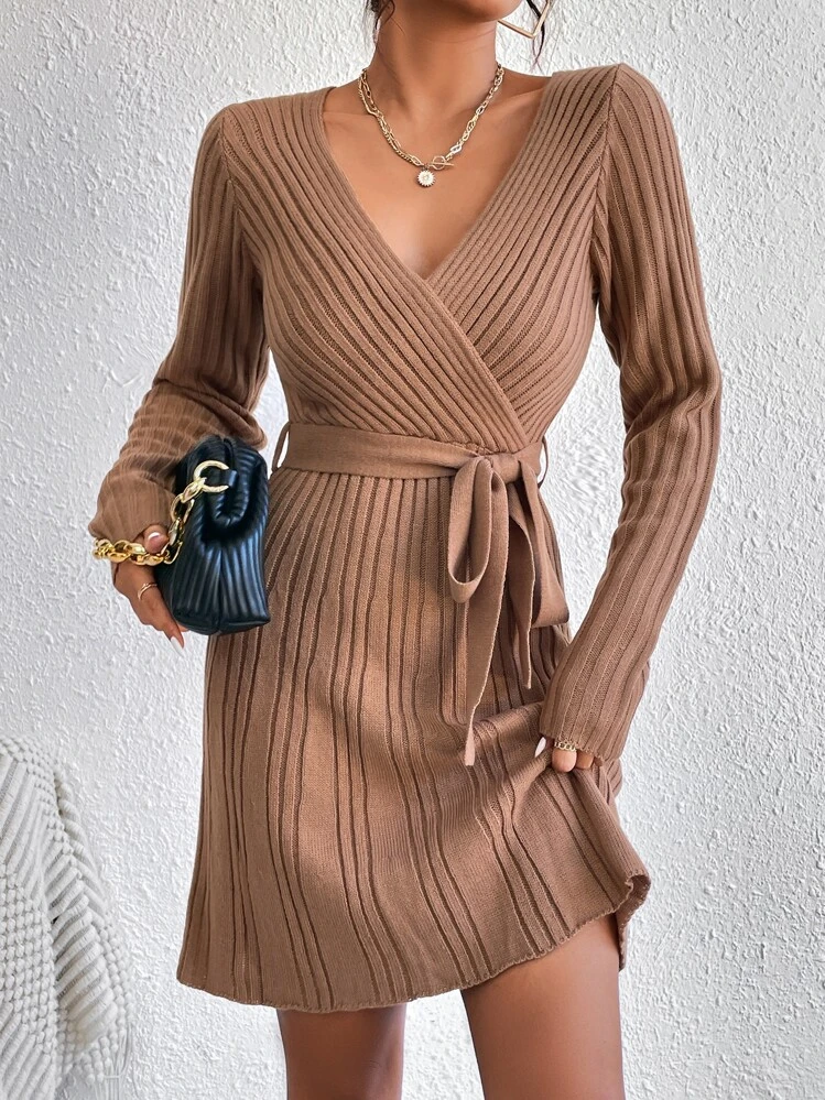 belted sweater dress Taupe Belted Sweater Dress  Confetti Boutique