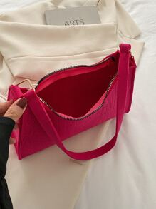 Neon Pink Crocodile Embossed Felt Bag - Hot Pink - View 5