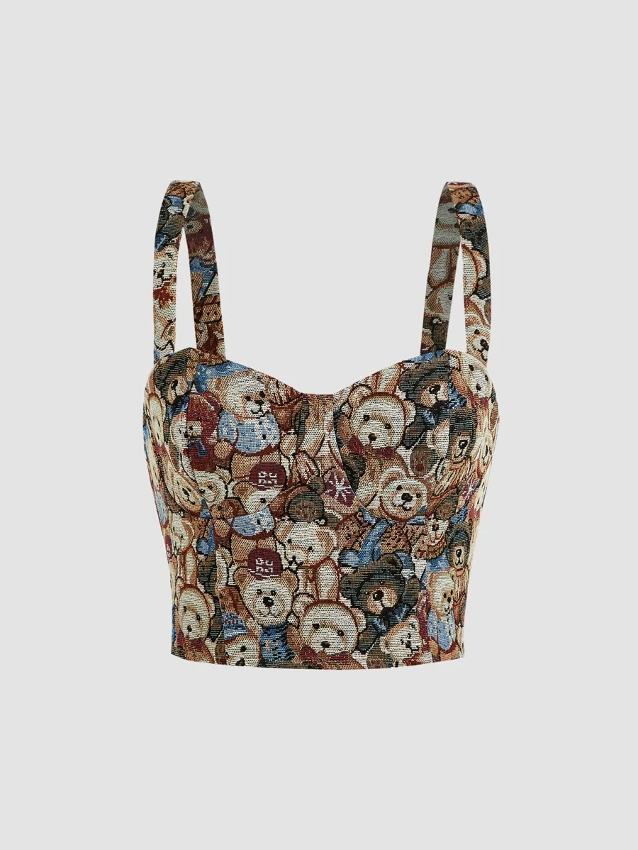 SHEIN MOD Top de tirantes bustier con estampado de oso - Multicolor - Ver 1