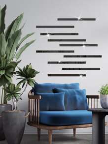 10 件反光亚克力长装饰线形镜面贴纸,自主设计 3D 艺术贴花,适用于客厅、浴室、家庭办公室墙壁乙烯基贴花、贴纸、墙贴花、乙烯基家居装饰贴花、春季装饰品让您的家焕然一新、Rama 装饰贴纸镜子墙家居装饰、PVC 可移除、贴纸、墙贴花、乙烯基家居装饰贴花、春季装饰品让您的家焕然一新、Rama 装饰贴纸墙面装饰房间装饰墙镜房间浴室装饰客厅装饰 - 黑色 - 查看 9