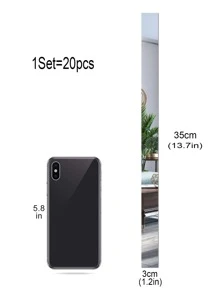 20pcs Rectangle Mirror Wall Sticker - Silver - View 2