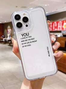 2个/套 情侣字母印花手机壳，兼容 - 無色 - 查看 4