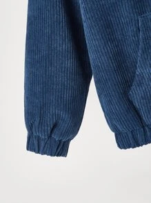 SHEIN 小男童魚骨補丁貼毛絨內襯連帽夾克