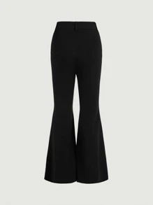 SHEIN EZwear 高腰喇叭褲 - 黑色 - 查看 5