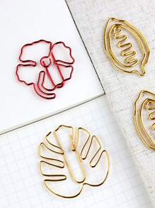 4pcs Leaf Shaped Paper Clip - Multicolor - View 1