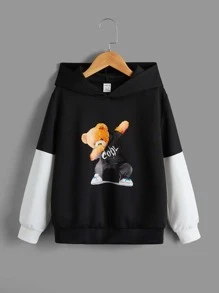 SHEIN 男孩卡通圖案連帽衫