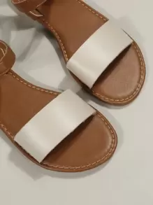 Fashion Ankle Strap Sandals For Women, Two Tone Buckle Decor Sandals