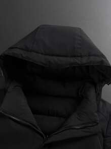 Manfinity Chaleco acolchado con capucha con cordón para hombres - Negro - Ver 3