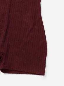 SHEIN Unity Plus Notched Neck Tee Romper - Maroon - View 5