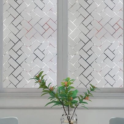  1 Roll Frosted Diagonal Grid Glass Film | Home Privacy Protection Sticker | Anti-UV Material | Suitable For Window And Door Decoration Size: 17.53x118in Window Privacy Film Window Stickers