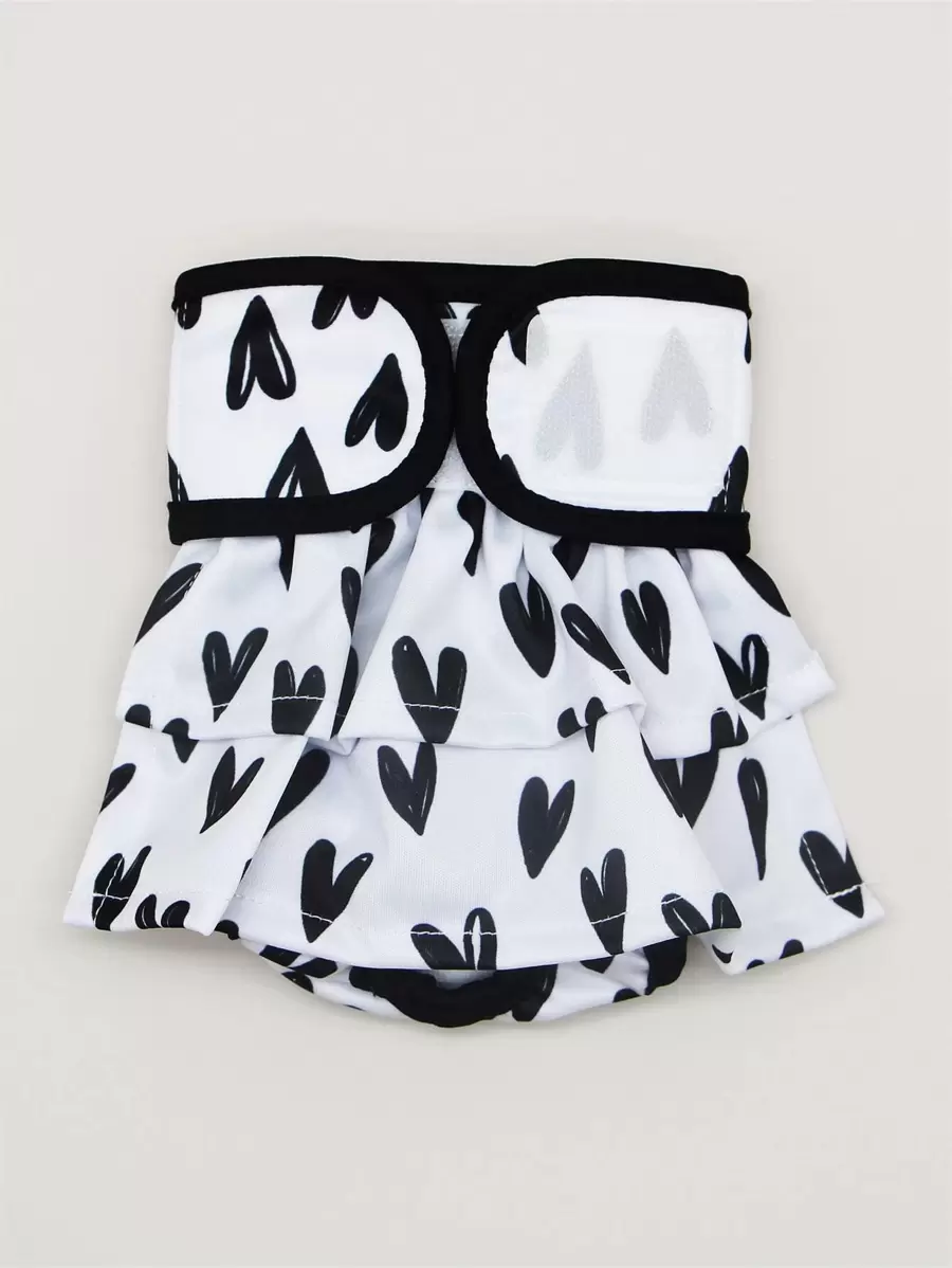 Tã vải cho thú cưng in hình trái tim - Đen và trắng - Xem 1