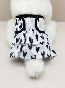 Tã vải cho thú cưng in hình trái tim - Đen và trắng - Xem 2