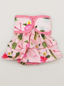 Floral Print Pet Cloth Diaper - Baby Pink - View 1