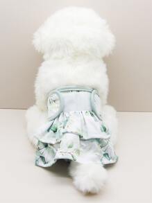 樹葉印花寵物布尿布 - 綠色 - 查看 2