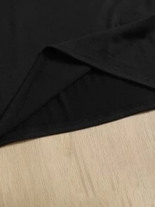 SHEIN Tops con gái Slogan Giải trí - màu đen - Xem 4