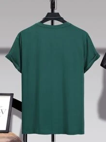 Manfinity Homme Men Slogan Graphic Tee - Dark Green - View 2