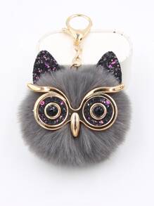 Sequin & Owl Decor Bag Charm - Dark Grey - View 1