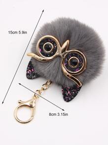 Sequin & Owl Decor Bag Charm - Dark Grey - View 3