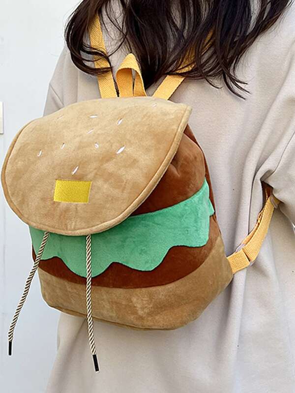 Hamburger Design Bucket Bag School Bag For Graduate, Teen Girls