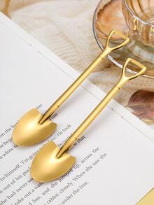 2 piezas Cuchara de acero inoxidable en forma de pala - Dorado - Ver 2