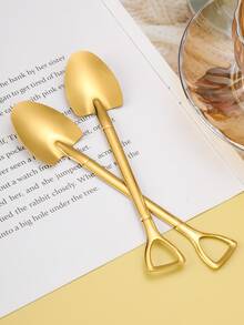 2 piezas Cuchara de acero inoxidable en forma de pala - Dorado - Ver 3