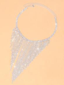 Vòng cổ trang trí tua rhinestone - Bạc - Xem 2