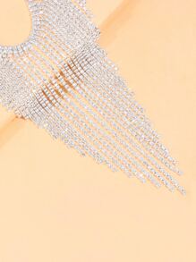 Vòng cổ trang trí tua rhinestone - Bạc - Xem 4