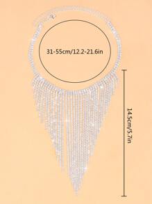 Vòng cổ trang trí tua rhinestone - Bạc - Xem 3