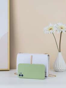 迷你蜥蜴壓花流蘇裝飾翻蓋鏈條方包 - 白色 - 查看 3