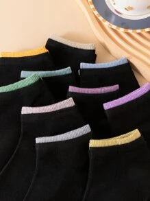 10 pares Calcetines tobilleros ribete en contraste