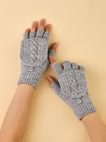 素色露指手套 - 灰色 - 查看 1