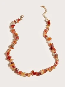 ROMWE Fairycore Stone Beaded Necklace - Redwood - View 2