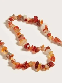 ROMWE Fairycore Stone Beaded Necklace - Redwood - View 3