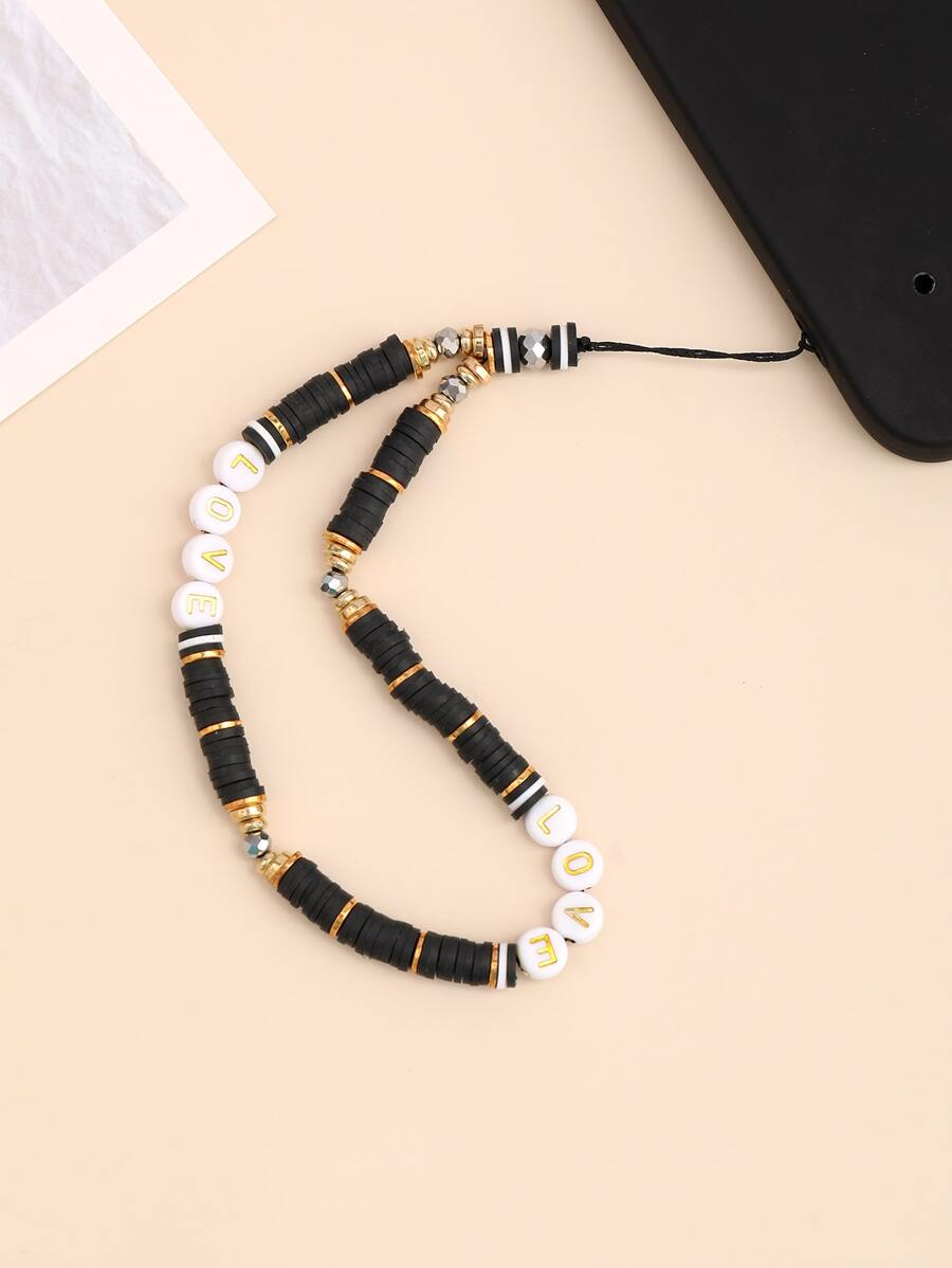 Hình ảnh chữ cái Dây buộc điện thoại đính cườm - Nhiều màu - Xem 1